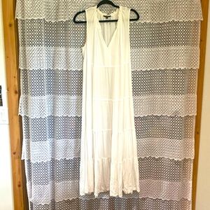 Piper, white maxi dress, 5 tiers.